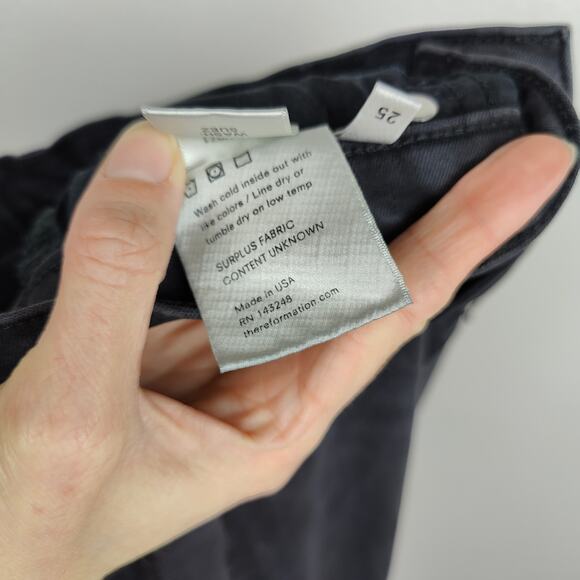 Reformation Flood & Flare Jeans Womens 25 Kick Boot Suez Black Wash Raw Hem - Picture 10 of 10